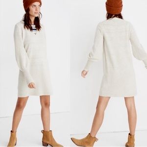 Madewell Bubble-Sleeve Sweater Dress beige